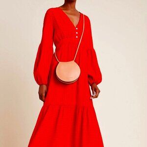 ANTHROPOLOGIE Amadi Alisha Bright Red Tiered Maxi Dress - Large